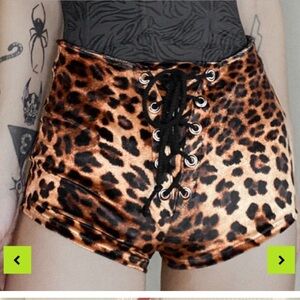 Suede cheetah micro shorts